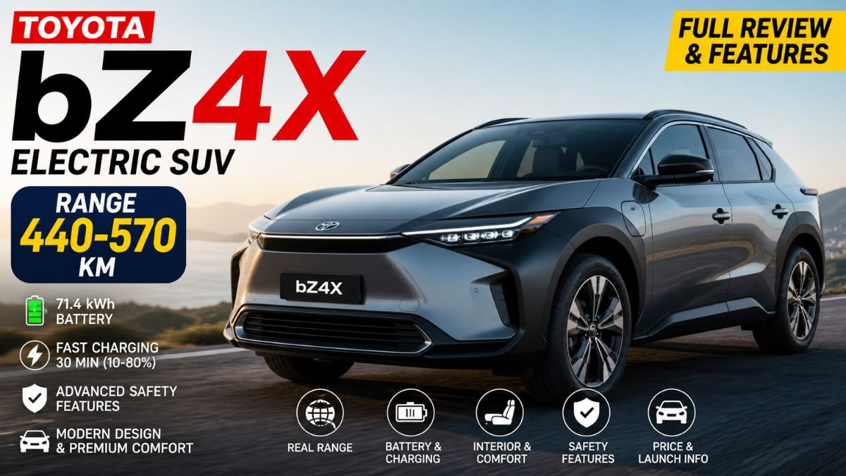 Toyota bZ4X electric SUV with 440–570 km range and advanced features